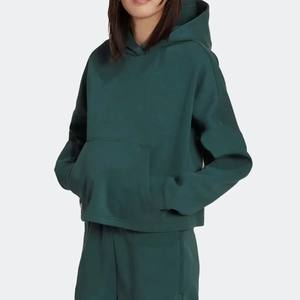 2025 mujeres de alta calidad 100% algodón polar Casual sólido un conjunto gota hombro Sudadera con capucha transpirable ecológico ropa de calle en blanco - Product Image 1