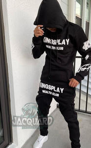 Logo personnalisé Ensemble de jogging de sports d'hiver respirant réversible de grande taille pour hommes, ensemble de jogging écologique sans couture - Product Image 2