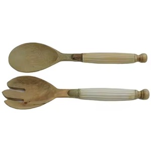 Mango de madera y acero inoxidable con diseño moderno chapado en oro Cubiertos de cocina Herramientas para ensaladas Utensilios de mesa Accesorios de cocina - Product Image 3