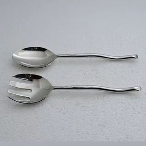 Acier inoxydable avec plaqué argent ustensiles de cuisine de restaurant faits à la main serveur de salade outils d'herbes et d'épices accessoires de cuisine - Product Image 2