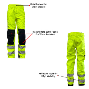 Suministro de fábrica Hi vis Yellow Reflective Security Cargo Safety Construction Workwear Holster Cargo Pantalones de trabajo para hombres - Product Image 4