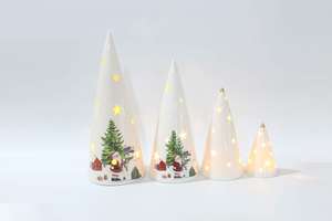 Decoración Navideña de Porcelana, Santa Claus de Cerámica Iluminado con Patrón de Estrellas, Adornos Navideños para el Hogar - Product Image 5