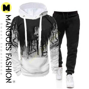 Chándal de Dos Piezas para Hombre, Conjunto de Chándal de Algodón 100%, Pantalones Deportivos y Sudadera con Capucha, Suéter de Lana, Prémium, Unisex, Invierno - Product Image 5