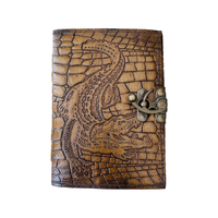 Carnet de voyage vintage en cuir gaufré crocodile A5, 200 pages vierges non lignées, fait main en cuir véritable, cadeau pour la fête des pères