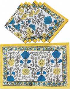 เสื่อผ้าฝ้าย100% ลายดอกไม้สไตล์อินเดียพื้นเมืองพิมพ์ลายดอกไม้เสื่อปูโต๊ะรับประทานอาหารทำมือ - Product Image 2