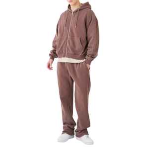 Survêtement décontracté unisexe personnalisé en polyester/coton lourd, à capuche, coupe régulière, pantalon de survêtement à jambes larges - Product Image 1