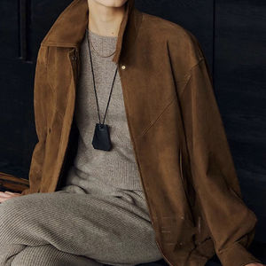 Nuevo diseño Lady 2025 Abrigo de piel de oveja Chaqueta de cuero de ante de gran tamaño a la moda para otoño - Product Image 3