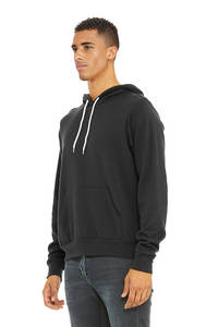 Pull à capuche en polaire pour homme avec poche, coupe ample, uni, teinture unie, coupe-vent et écologique - Product Image 2