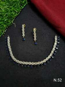 ENSEMBLE DE COLLIER DE MARIÉE EN DIAMANT AMÉRICAIN ET BOUCLES D'OREILLES CLASSIQUES ET DE HAUTE QUALITÉ ENSEMBLE DE BIJOUX DE MARIAGE POUR FEMMES DE STYLE CLASSIQUE - Product Image 2