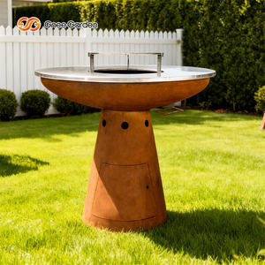Barbecue extérieur moderne haut de gamme en acier Corten avec allumage électronique par impulsion et plateau rond - Product Image 6