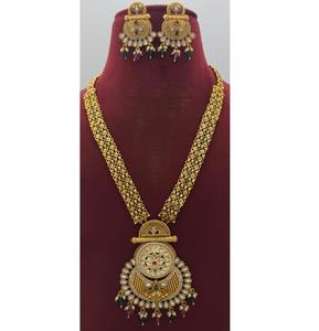 High Fashion Premium Quality Matte Gold Finish Designer <b>Long</b> <b>Necklace</b> Set With Earrings <b>for</b> Wedding Wear Collection <b>For</b> <b>Women</b> - Product Image 1