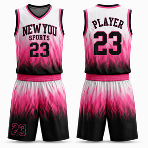Ensemble d'uniformes de basketball personnalisés par transfert thermique – Maillot et short d'équipe personnalisables, rouge et blanc unis, respirants, séchage rapide, anti-UV, automne - Product Image 1