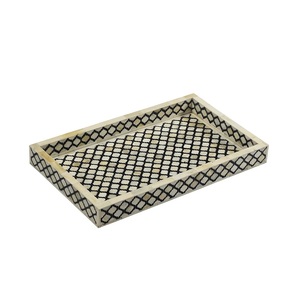 Plateau de service artisanal en os incrusté, finition premium, pour l'heure du thé, à prix abordable. Plateau élégant en os incrusté par CRAFT ZONE EXPORT. - Product Image 5
