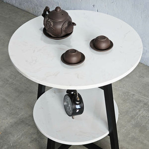 Modern Two-Tiered <b>Sofa</b> Side <b>Table</b> Stone Top Durable Convertible Farmhouse Living Room Furniture Storage Use for Entry-SST024 - Product Image 5
