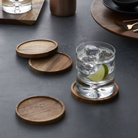 Ensemble de dessous-de-verre en bois durables et résistants à la chaleur, ronds, pour table, café, thé, vin, verre, usage domestique et de bureau