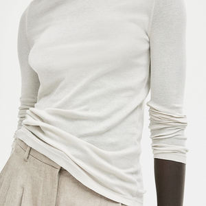 เสื้อเชิ้ตแขนยาวสำหรับผู้หญิงเสื้อยืดสตรีคอกลมผ้าฝ้าย100% สำหรับผู้หญิงสินค้าออกใหม่ - Product Image 2