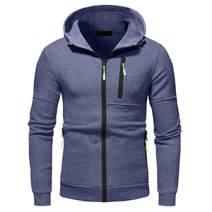 Sudadera con Capucha de Alta Calidad para Hombre, con Logotipo Personalizado, de Algodón Francés, con Doble Cremallera, Fabricante de Sudaderas Básicas de Algodón Mezclado - Product Image 1