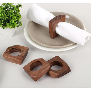 Ronds de serviette en bois de qualité supérieure Design carré porte-mouchoirs vaisselle écologique ronds de serviette pour restaurant et usage domestique - Product Image 4