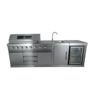 <b>Stainless</b> <b>Steel</b> <b>Outdoor</b> <b>Kitchen</b> Island BBQ Cabinet Gas Grill Set Adjustable Height Flame Safety for Backyard Cooking - Product Image 6