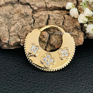 14K Solid <b>Gold</b> Natural Diamond Solid <b>Gold</b> Septum Clicker Piercing Fine Jewelry. - Product Image 3