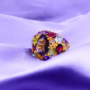 Party Wear 925 Sterling Silver Grenat Multi Color Gemstones Handmade Wedding Wear Eternity Cocktail Ring - Product Image 4