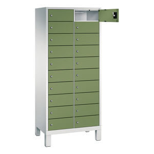 C+P Armadietto di Ricarica Cabo-Plus, 10 x 2 Scomparti, 800 x 500 x 1850 mm, su Piedi, Verde Reseda - Product Image 2