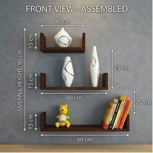 <b>Wall</b> <b>Mounted</b> Wooden Storage <b>Shelf</b> 3 Tier Minimalist Design for Behind Doors or <b>Walls</b> - Product Image 2