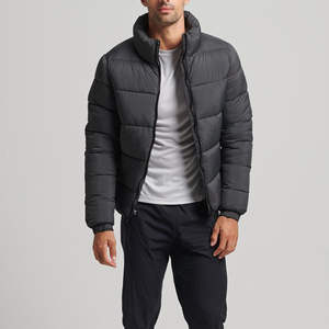 Veste matelassée polaire chaude d'hiver pour hommes nouveau manteau coupe-vent en coton polyester imperméable avec col à capuche de couleur unie - Product Image 1
