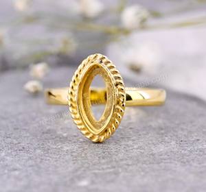 Sertissage de lunette vierge Marquise en argent sterling véritable 925 rempli d'or 18 carats, sertissage de pierres fines anti-ternissement. - Product Image 3