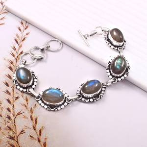 Sterling Silver <b>Labradorite</b> Bracelet Minimalist Boho Gemstone <b>Jewelry</b> For Women Handmade Gift Wholesale Supplier - Product Image 4