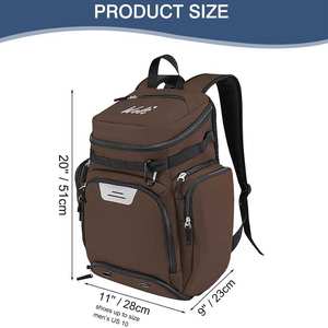 Sac à dos sportif – Sac à dos marron avec compartiment pour ballon de basket, rangement pour chaussures et porte-boissons isotherme - Product Image 3