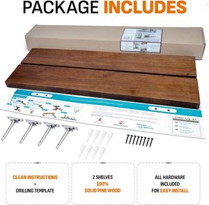 침실 주방 욕실-세련된 나무 선반 선반 선반 벽 보관 용 - Product Image 3