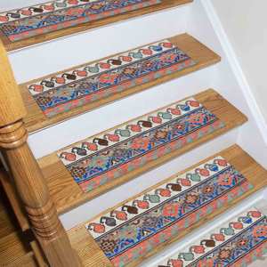 Alfombra estampada colorida - Alfombra moderna de estilo bohemio azteca, fácil de limpiar - Product Image 4