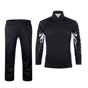 Conjunto de dos piezas de ropa de pesca 100% poliéster para hombre, camiseta y pantalones de alta calidad, uniforme de pesca de Color negro liso - Product Image 4