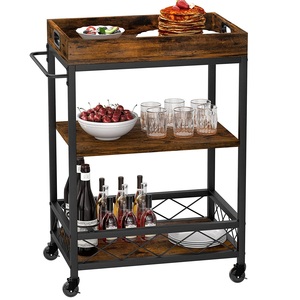 Carro de metal con recubrimiento de polvo negro Carro de servicio hecho a mano de calidad superior Clásico elegante Venta al por mayor Nuevo Carro de metal - Product Image 4