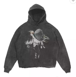 Haute qualité Vintage lavé hommes sweat à capuche court noël respirant personnalisé surdimensionné brodé sérigraphie ourlet brut hiver - Product Image 5