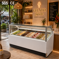 Vitrine à glaces italienne CE Hasgen 304SS à refroidissement par air forcé, double évaporateur, verre trempé creux, -18°C ° Vitrine à glaces C Gelato