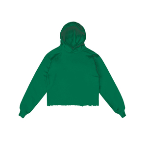 Logo personnalisé unisexe recadrée sweats uni sans cordon de serrage à capuche ourlet bord brut bas recadrée sweats à capuche hommes 2025 - Product Image 6