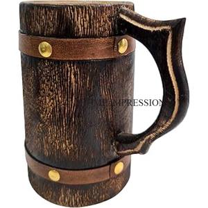 Top Vente Viking Chope À Bière En Bois À La Main Brun Tasse Tasses Chêne Bière Bois Sculpture À La Main Chope À Bière Articles Cadeaux Personnalisés En Inde - Product Image 1