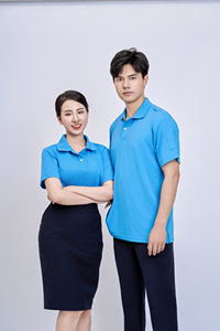 เสื้อเชิ้ตแขนสั้นลำลองผู้ชาย ยี่ห้อ FMF ผลิตในเวียดนาม สีฟ้า โลโก้ด้านหน้าตัดสี ผ้า TC 60% ผ้าฝ้าย 40% โพลีเอสเตอร์ กันยับ - Product Image 2