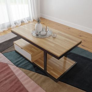 Minimalist SFBT001 Living Room Furniture <b>Iron</b> Frame and Rubber Wood <b>Table</b> High-quality Coffee <b>Table</b> - Product Image 2