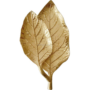 Petit plat en aluminium en forme de feuille, plateau décoratif pour bijoux en or, porte-anneau, organisateur de bijoux. - Product Image 1