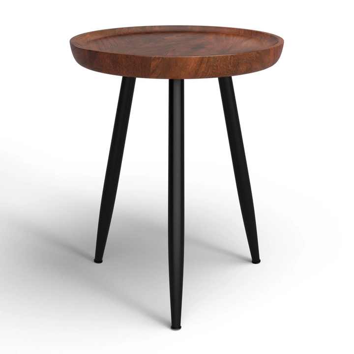 Hand Crafted Wood Table for Side Planter Showpiece Customized Color Round Table Top With Three Legs at Cheapest Price From India