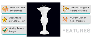 อ่างล้างมือเซรามิกรูปไข่สีขาวสำหรับห้องน้ำของอินเดีย - Product Image 3