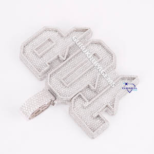 Usine initiale glacé Hip Hop bijoux 14KT or laboratoire cultivé diamants nom personnalisé Hip Hop lettre pendentif pour les femmes - Product Image 3