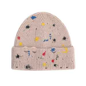 หมวกบีนนี่ขน100% ยูนิเซ็กส์สำหรับผู้ชายหมวกบีนนี่ถักลายพิมพ์ดีไซน์เนอร์ผ้าฝ้ายกันน้ำลายพราง OEM สำหรับฤดูหนาว - Product Image 1