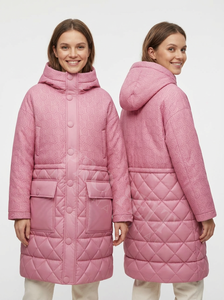 Veste d'hiver matelassée à capuche longue de qualité supérieure unisexe en gros, fermeture à boutons, veste rembourrée chaude, poches avant, manteaux longs matelassés - Product Image 3