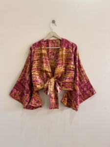 Top de Seda Crepé con Estampado Tie-Dye y Manga Campana con Cuello en V para Mujer, Estilo Hippie Retro, Ropa de Playa, Atuendo Vacacional - Product Image 5