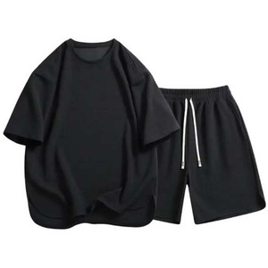 Conjunto de camiseta y pantalones cortos de verano lavado con ácido para hombre, ropa de hombre de algodón transpirable con estampado bordado de logotipo personalizado, conjuntos de talla grande - Product Image 4