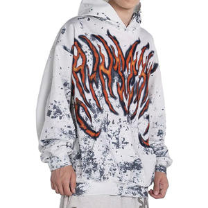 เสื้อฮู้ดกระเป๋ามีซิปสำหรับผู้ชายผ้าฟลีซผ้าฝ้าย100% ฟอกสีกรดแบบปักแห้งเร็วแบบกำหนดเอง - Product Image 4